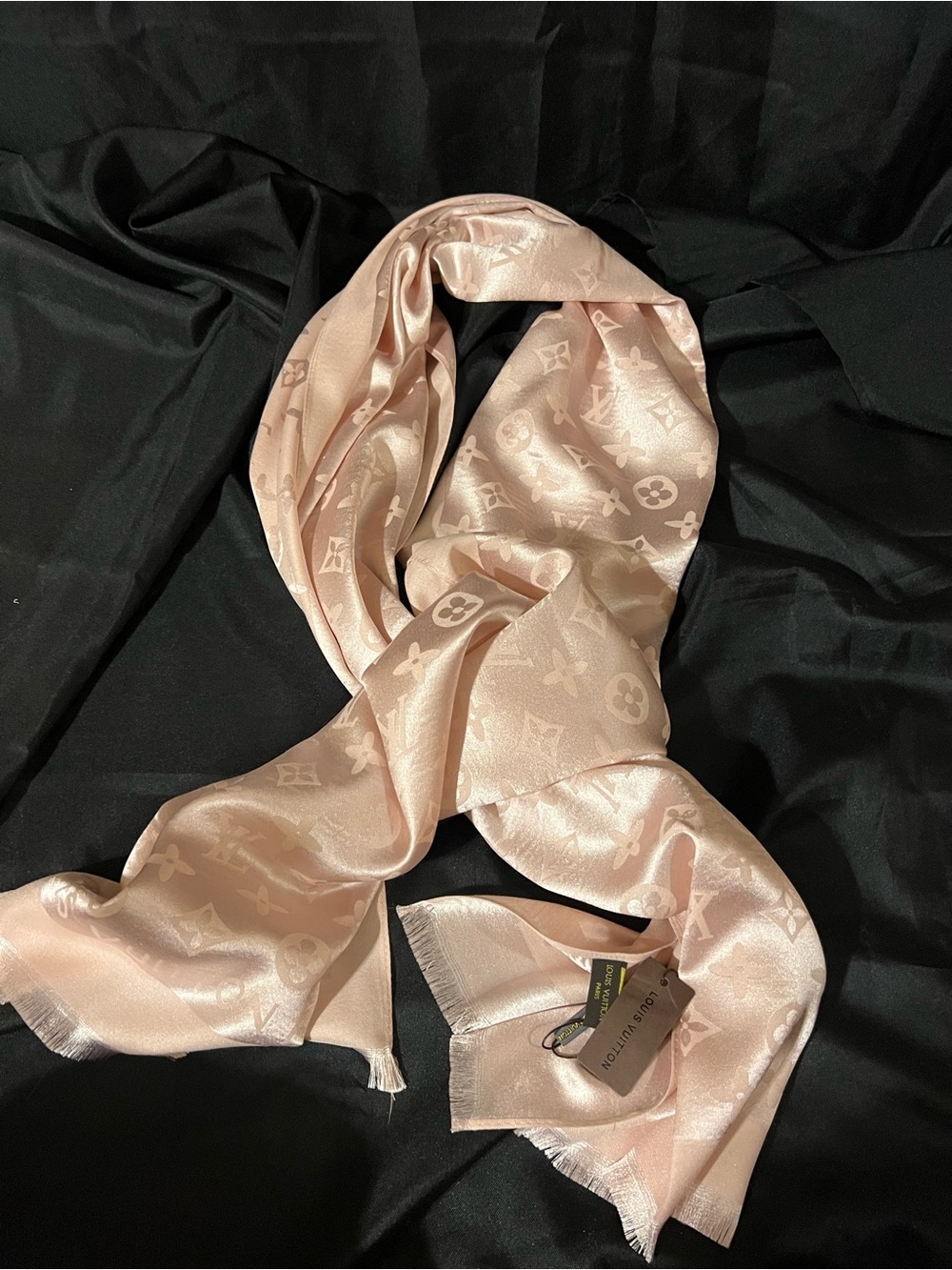 Louis Vuitton Blush Pink Monogram Silk-Blend Shawl